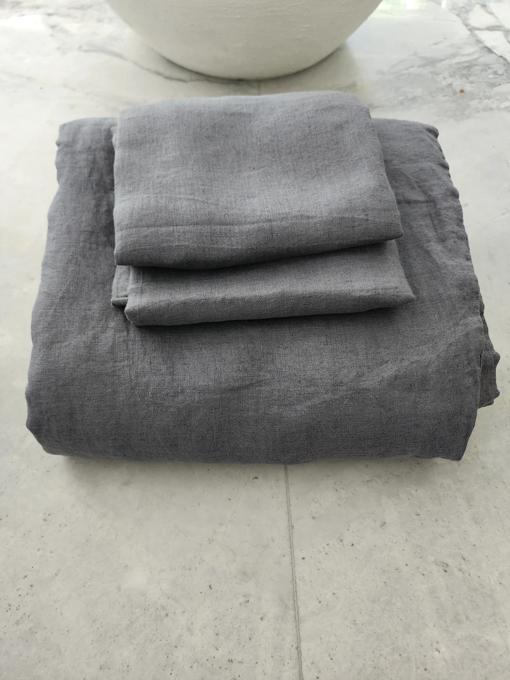 NWT Quince European Linen Duvet Cover Set Full/Queen Night Fall Gray